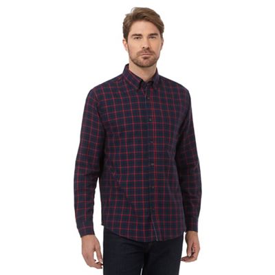 Maine New England Big and tall navy checked regular fit shirt